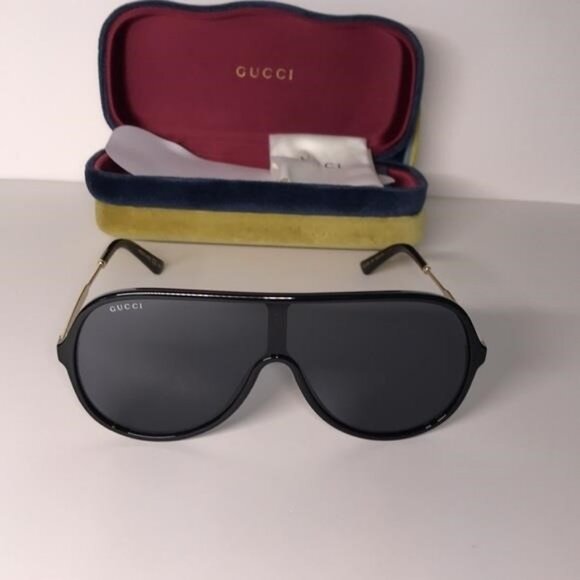 New Authentic Black Men Gold Frame Shades | Grey Lens | Unisex - Picture 7 of 12